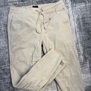 Brixton Corduroy Pants Mens Medium Cream Elastic Waist Drawstring Surf Skate